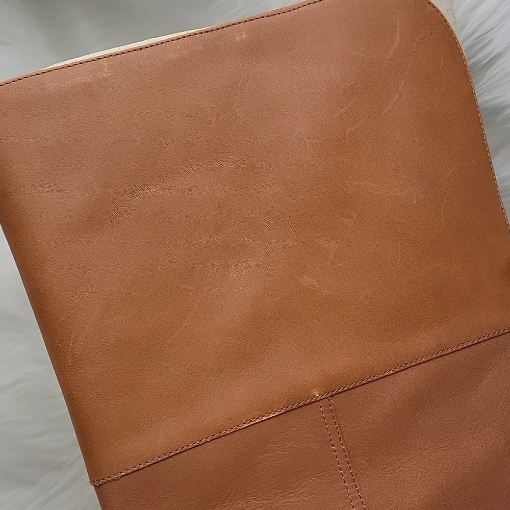J.CREW‎ Tan Leather Over-The-Knee Fold Over Preppy Western Equestrian Boots 8.5